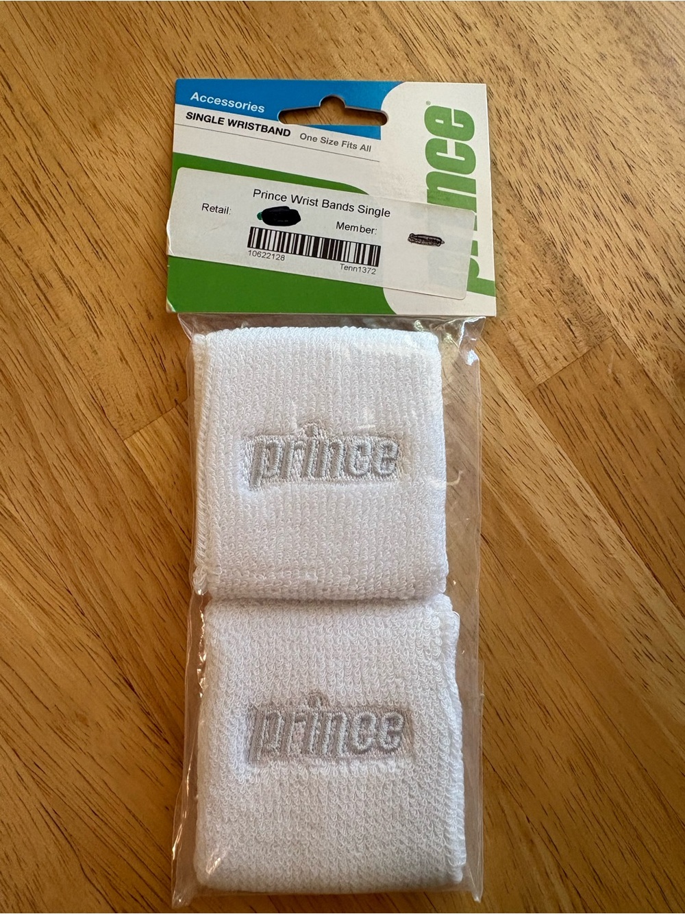 Prince White Embroidered Terry Wristbands - Single Pair